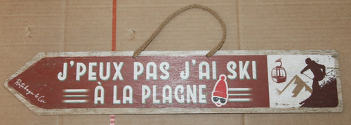 Wooden french skiing sign - french, sign.i