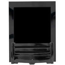 REPLACEMENT GAS FIRE BLACK NICKEL CAST IRON 16" FRET AND 3 PIECE MAGNETIC FRAME