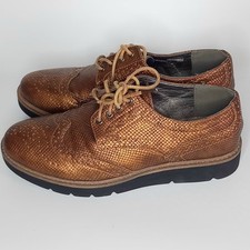 'MONSHOE' SIZE 5 BRONZE COLOUR BROGUE SHOES.