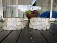 2 X Vintage Capiz Shell Lamp