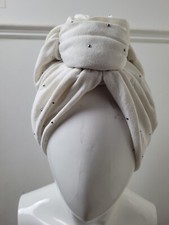 White diamante turban - white, twist