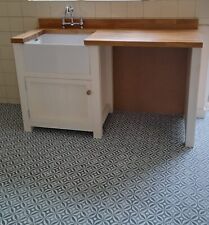 Belfast Sink Unit Painted Plus 60cm Sink, Solid Oak Worktop & Appliance Space