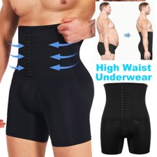 Mens High Waist Shorts Boxer Tummy Contour Body Shaper Compression Pants Girdle 