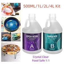 Crystal Clear Epoxy Resin 500ml 1L 2L 4L 2 Gallons Kit Food Safe 1:1 Fast Cure