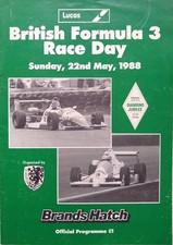 British Formula 3 Programme Brands Hatch 22 May 1988. F3 FF1600 etc
