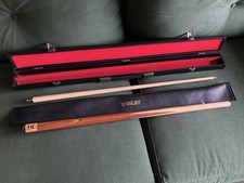 Riley Snooker Cue Full-Size Two-piece Ash and Inlaid Wood Chevron Design + Cases