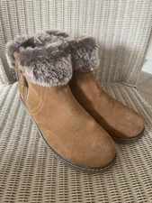 Ladies Hush Puppies Penny Zip Ankle Boots Size UK 5 EU 38 Faux Fur Trim.