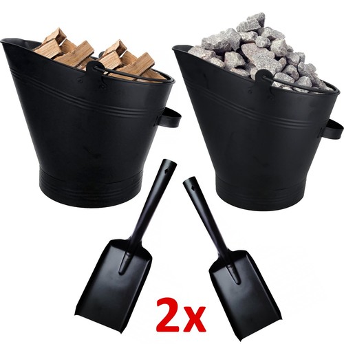 Black steel bucket shovel - steel,