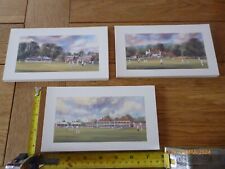 3 x TERRY HARRISON PRINTS SMALL APPROX 7.5" x 4.5" CRICKET RELATED/INTEREST