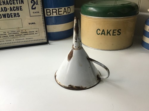 French vintage enamel funnel - french,
