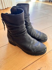 Gabor Zola black leather wide-fit women's ankle biker boots Size 5 Uk