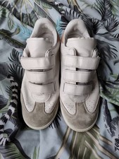 Isabel Marant Women's Trainers Size 4 White Leather Sneakers Hook Straps Used 