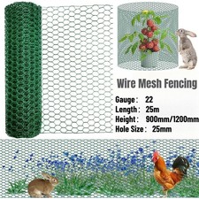 PVC Coated Green Chicken Rabbit Wire 25m 50m 3 widths Mesh Aviary Fencing Garden