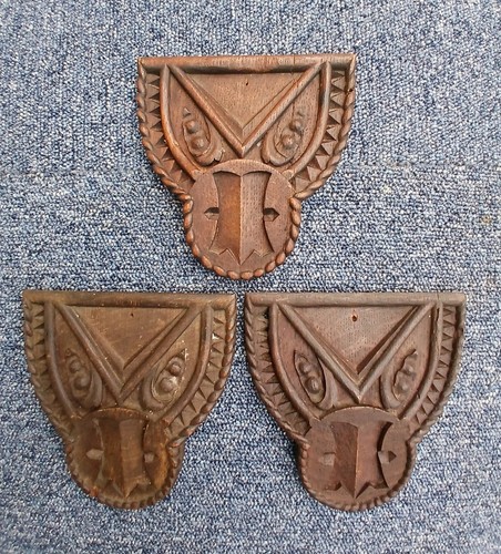 Set antique oak plaques - a,