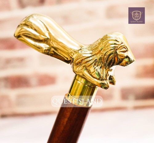 Brass lion handle - brass,