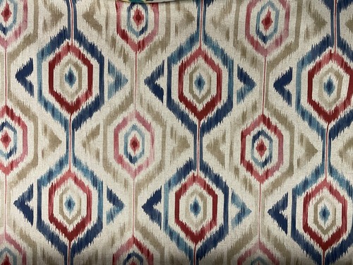 Linsey ikat blue red beige - ikat,