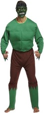 Mens Green Monster Super Hero Green Giant Fancy Dress Costume Size L-XL