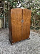 Antique Vintage Double Wardrobe Mahogany 2 Door Art Deco Armoire Compactum