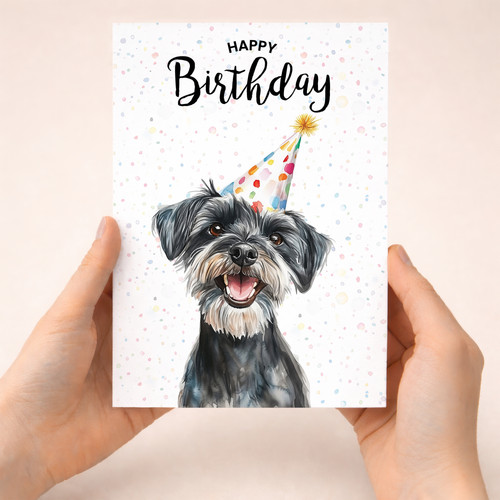 Schnauzer dog birthday card - schnauzer,