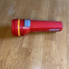 Vintage 1970s 1980s Ever Ready torch - 2x C-cells - working - Red with button