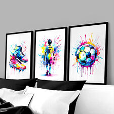 Set of 3 Personalised Football Prints Posters Boys Bedroom Wall Art Pictures