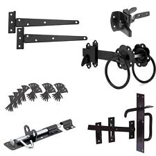 Pedestrian Gate Hinge Packs 450mm Hinges + Latch & Pad Bolts Heavy Duty