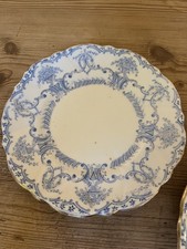 2 Antique (1906) Wellington China. Blue and White Tea Plates. Pattern Dove.