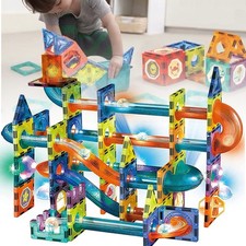 110PCS Magnet Marble Run-Speedy Magnetic Tiles Race Track Building Blocks Toys