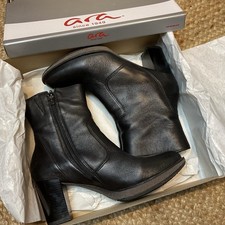Ara Black Leather Ankle Boots