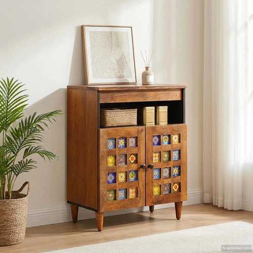 Sideboard walnut solid - solid, mango