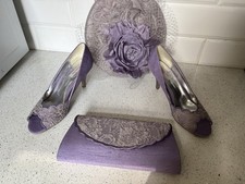jacques vert Lavender  Lace Shoes S 39 + Bag + Fascinator