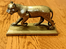 Vintage Solid Brass  Panther or Jaguar  Big Cat Figurine Ornament