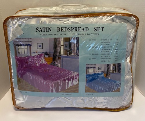 White satin queen bedspread - white,