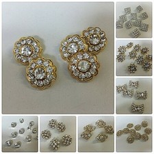 Crystal Diamante Buttons Gold