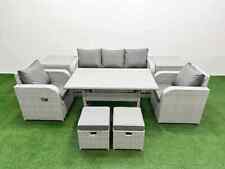 Fimous PE Rattan Garden Furniture Set Reclining Chair Sofa Set with Dining Table