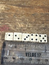 Genuine Antique BONE DICE (⅜") x 5   c. 1800s RARE