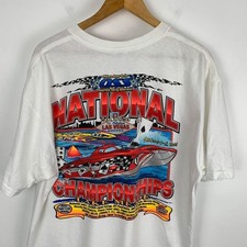 Y2K Power Boat Racing T-Shirt Size XL White Las Vegas OSS 2006 Graphic Print Tee