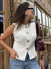 Zara Light Beige Ecru Knit Top