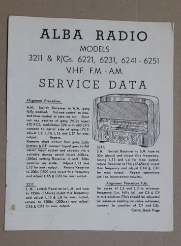 Alba radio models 3211 - radio,