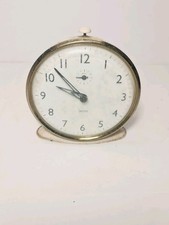 Vintage Smiths Wind Up Bedside Alarm Clock - Cream & Gold Colored - Untested