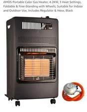 AMOS Portable Calor Gas Heater, 4.2KW, 3 Heat Settings, Foldable & Free-Standing