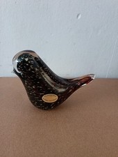  Wedgwood Glass Bird Figure Paperweight Original Label..Brown