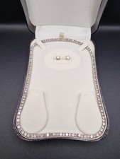 Dubai Gems Created Diamond Pink Tourmaline Necklace Earrings Set White Gold Plt