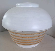 VINTAGE  1950s WHITE GOLD — DOMED GEOMETRIC MILK GLASS  LIGHTSHADE.