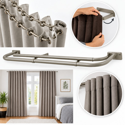 Extendable double curtain - extendable, rod