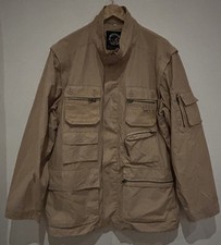 OXFORD 9 Pocket Safari Jacket Mens Large Beige Convertible Fishing Utility Work