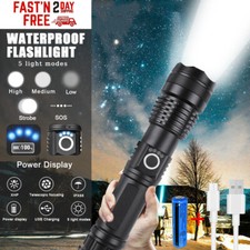 High-power XHP70USB rechargeable LED flashlight with zoom police flashlight