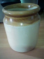 Vintage Two-Tone Medium Stoneware Glazed Earthenware Storage Jar