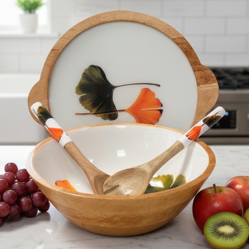 Wooden salad bowl with lid - bowl,