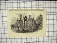 Old Antique Print Ruins King'S Newton Hall Melbourne Derbyshire England